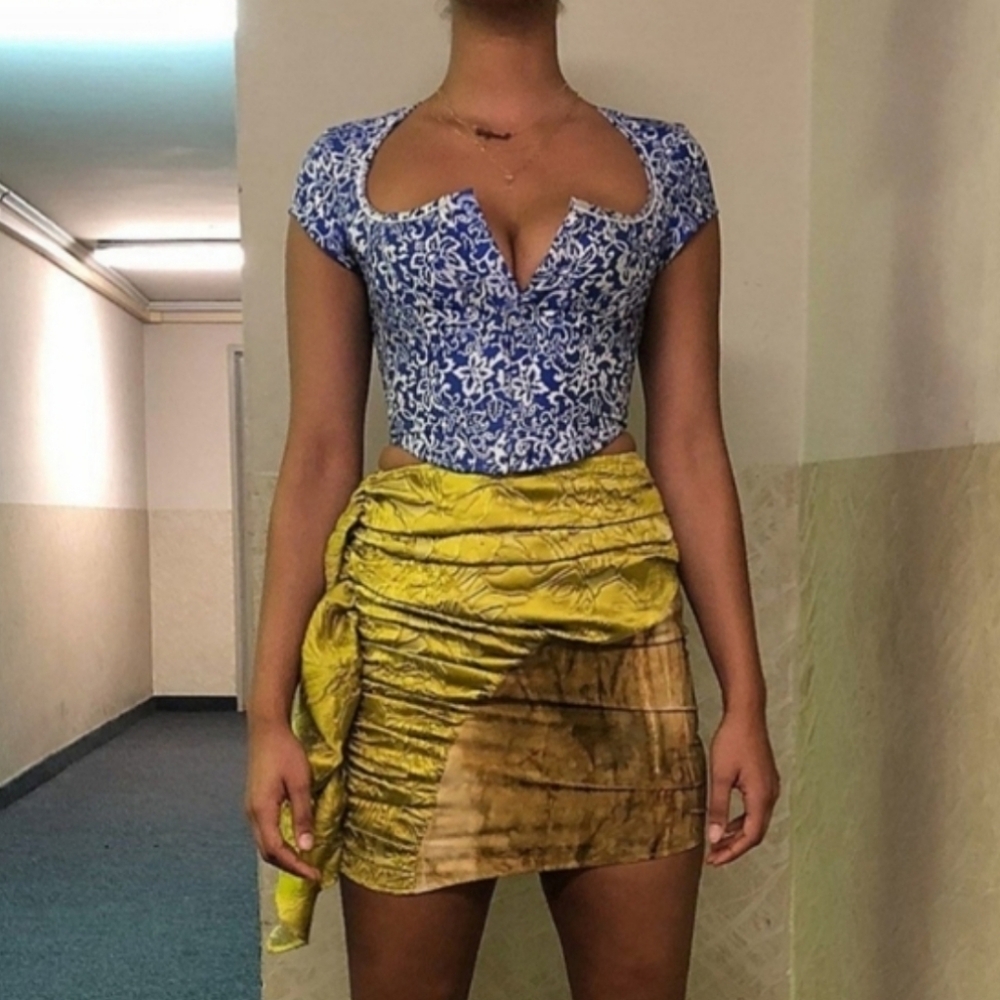 KIM SHUI BROCADE CORSET BUSTIER TOP